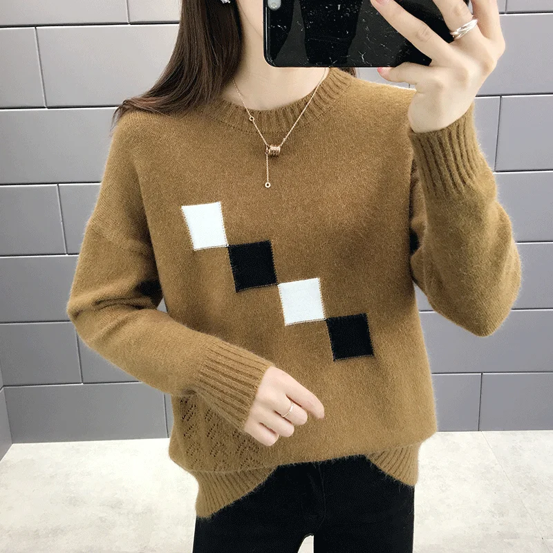 Autumn dress 2019 new Cec sweater is lazy and loose-bottomed. Winter long- j0400-12038 [No. 1 in the 9th row of lobby] | Женская одежда