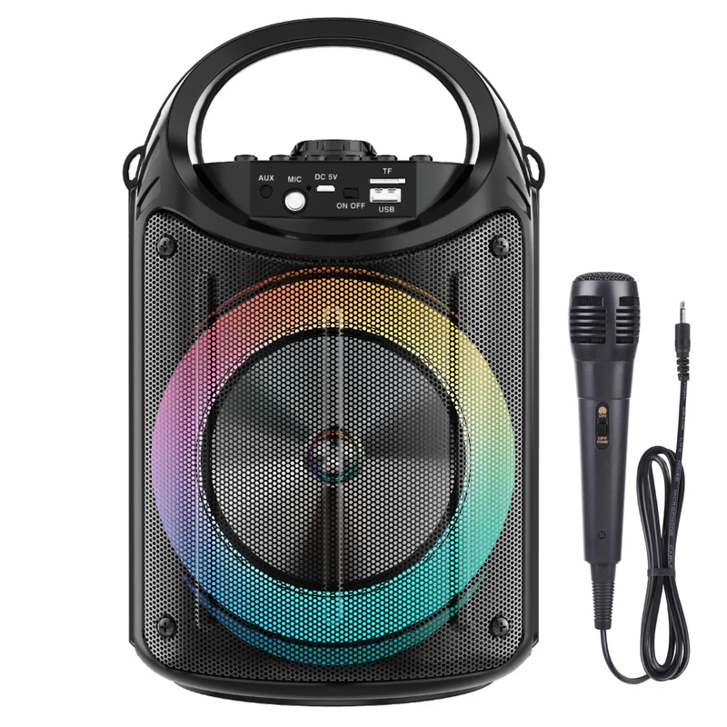 

Portable Bluetooth Speaker with Microphone Wireless Column Big Power Subwoofer Audio for Computer Speakers BoomBox Karaoke TF FM