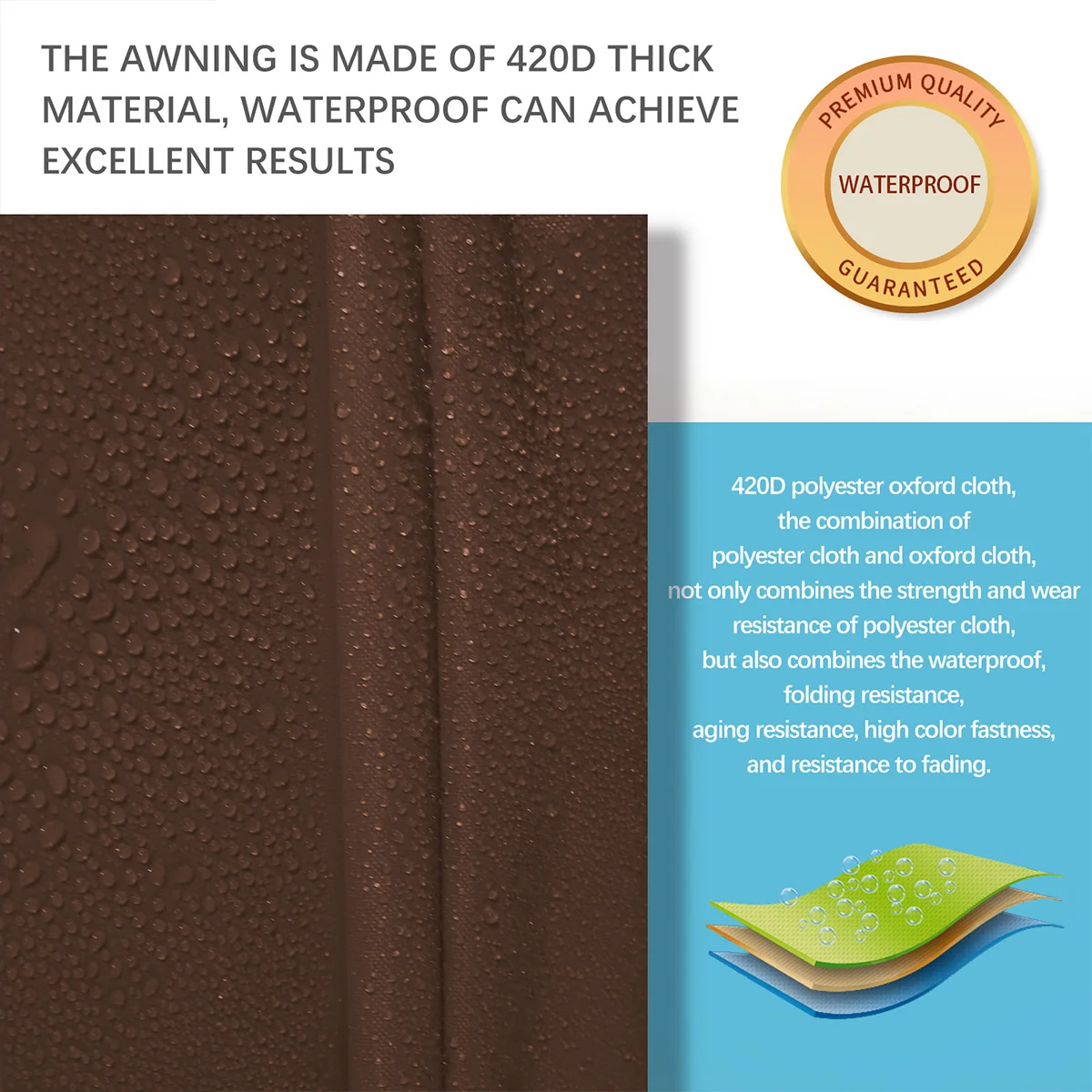 Коричневый водонепроницаемый солнцезащитный козырек паруса все размеры