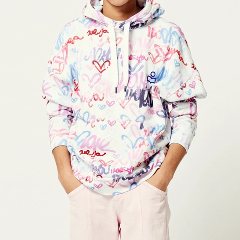 

Женские толстовки с капюшоном, новинка зимы 2021, французский классический свитер с принтом Love и граффити, свитер с капюшоном