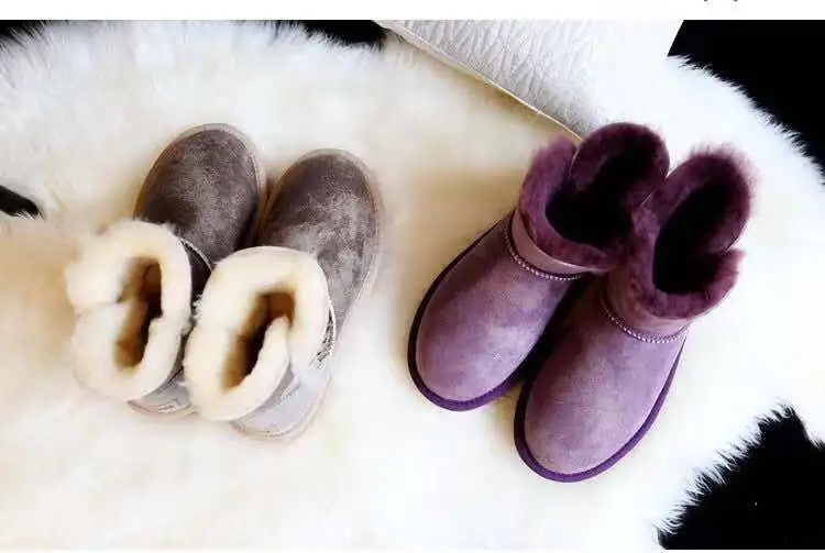 Новинка 2019 женские зимние ботинки из натуральной овечьей кожи 100% Натуральная