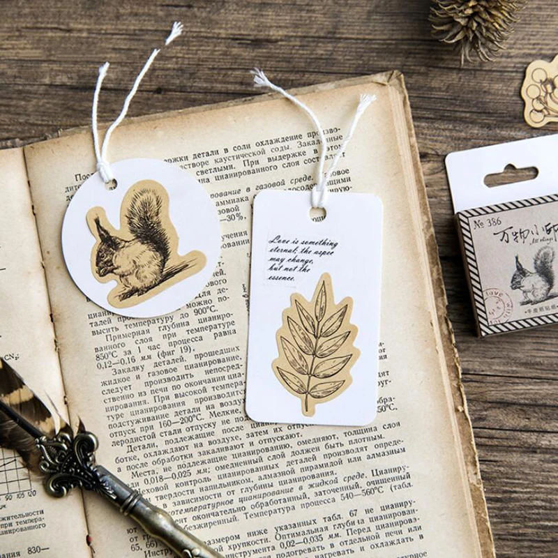45 шт./кор. Винтаж животных Стикеры белка сова листья фото альбом декор дневник