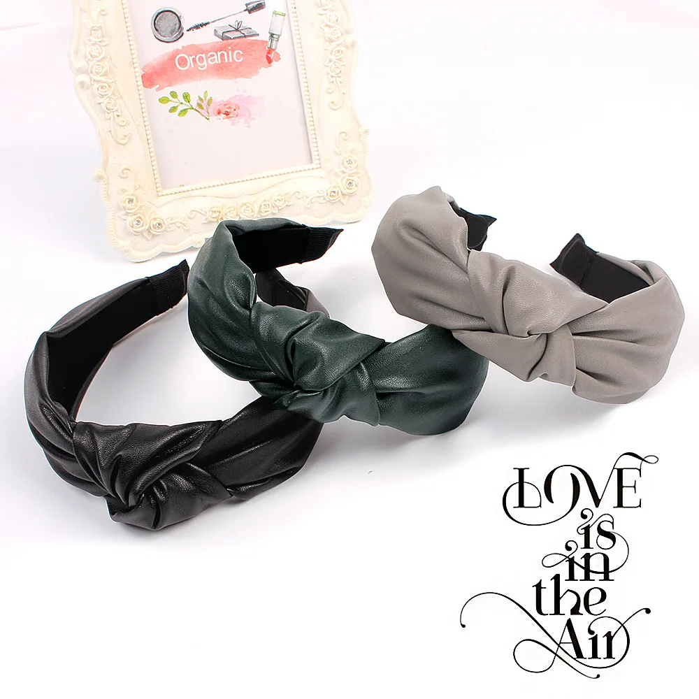 

Fashion PU Leather Knotted Hairband Headband Women Hair Head Hoop Bands Accessories For Girls Hair Ornament Hairbands Headdress