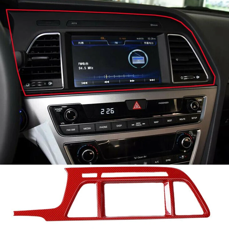 Для Hyundai Sonata 2015-2017 красное углеродное волокно DVD GPS навигация панель Крышка