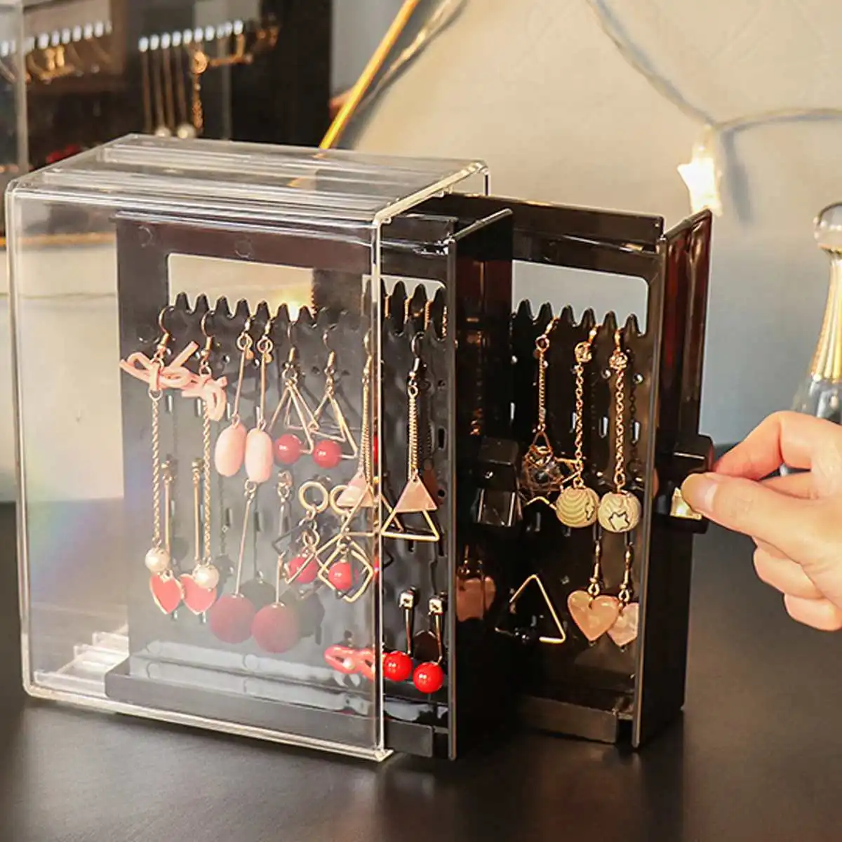 Подставка для сережек прозрачная витрина 2/3/4 лотка|Упаковка и стойки украшений| |