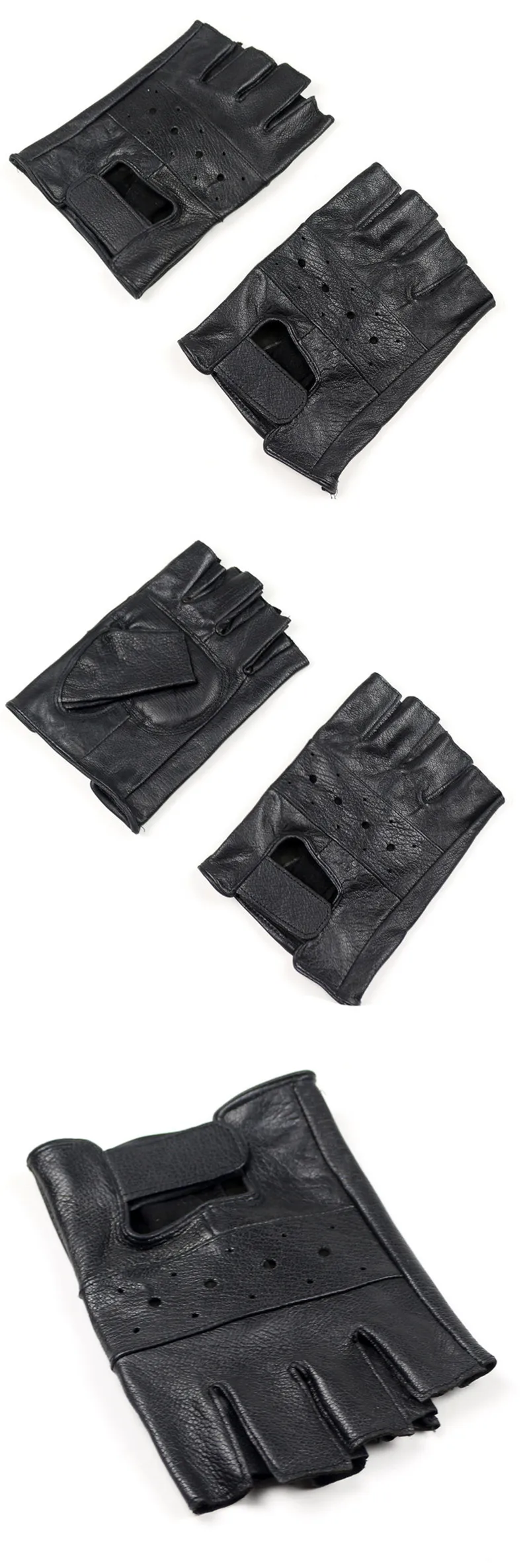 

Men Slip-resistant Leather Sheep Moto Leather Fingerless Gloves Half Finger High Quality Driving Training Fitness Gloves