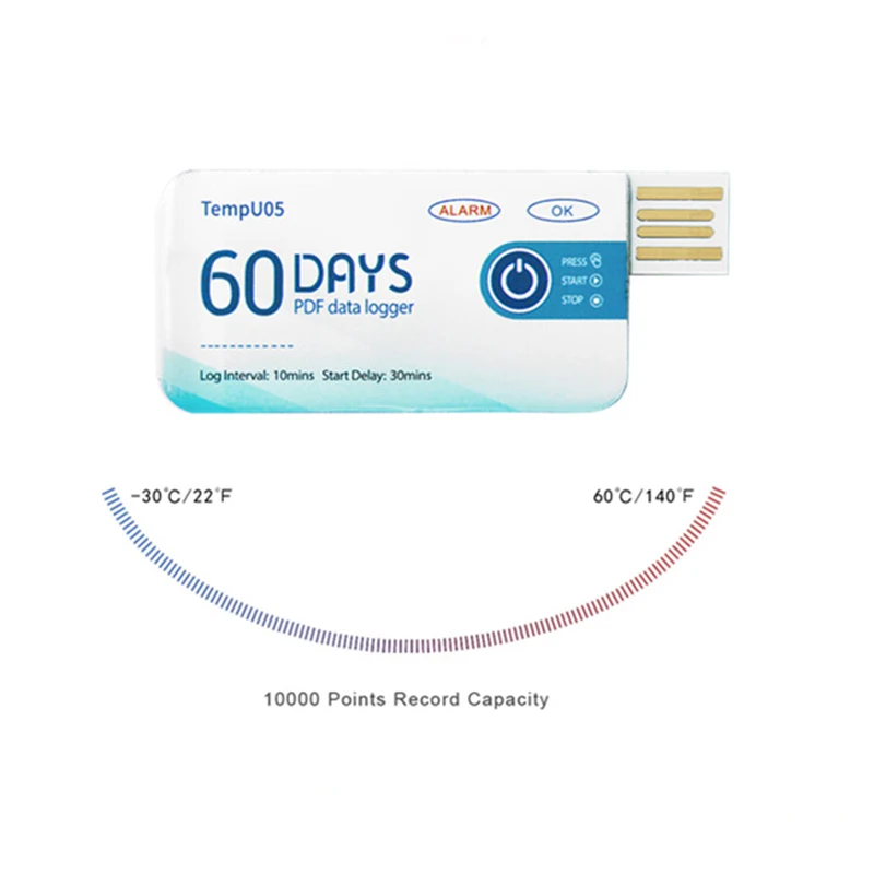 USB Регистратор температуры регистратор данных одноразовые 60 дней записи 1000