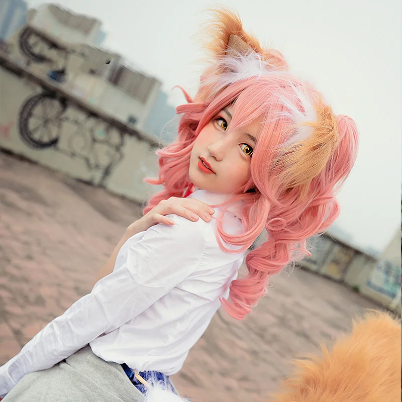 

Anime Fate/fate extella Fate/Grand Order cosplay wig Tamamo no Mae cos Halloween only Ears and tail cosplay fox dog Ears Tail