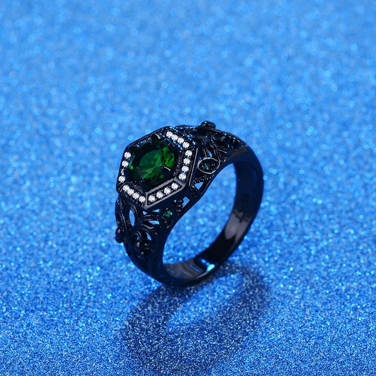 Индивидуальное черное позолоченное полое обручальное кольцо в готическом стиле