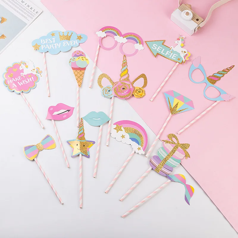 Забавный Единорог фото реквизит день рождения 1 2 3 один й День Рождения Вечеринка