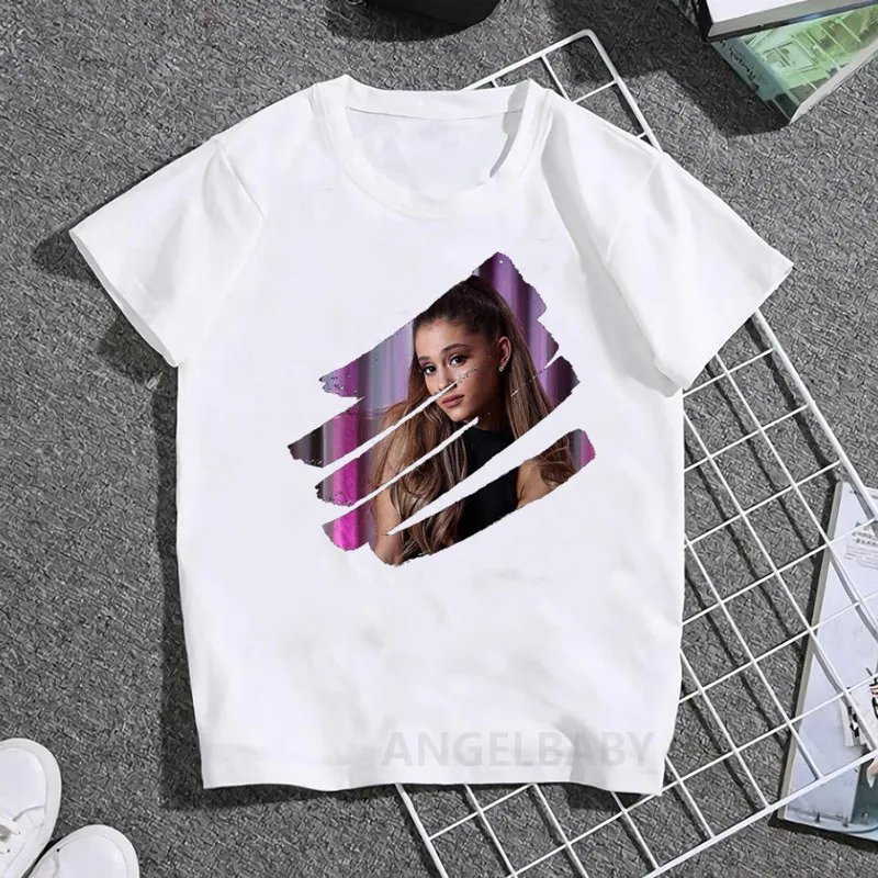 Ariana Grande/футболка для девочек 2020 модные летние детские топы одежда маленьких