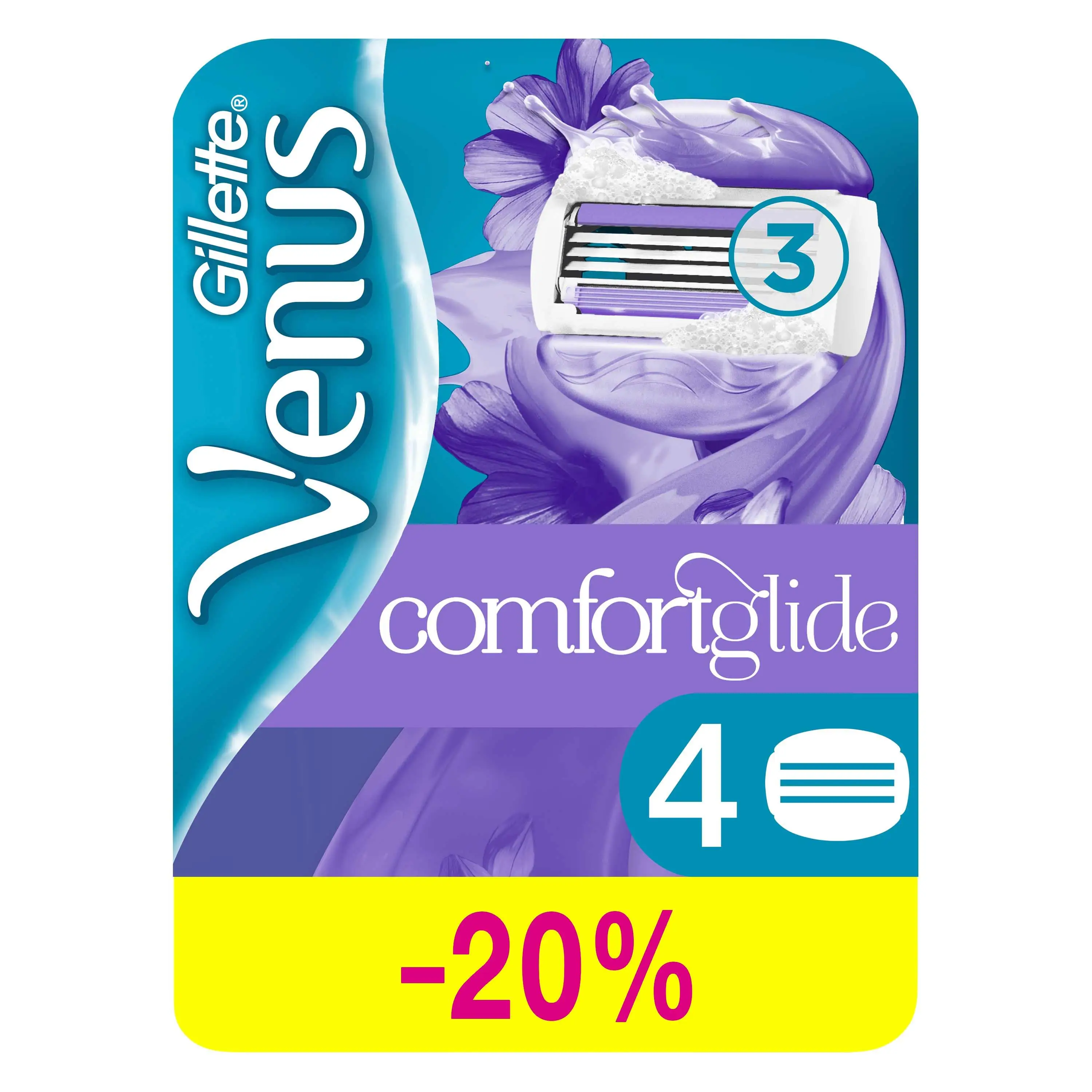 Cменные кассеты для бритья Venus Breeze (cо встроенными подушечками с гелем) (4 шт.) |