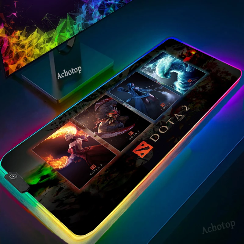 

900x400 RGB Dota2 Mouse Pads Fashion Laptop XXL Computer LED Mouse Mat Gaming Mousepad HD Large XL Gamer Desk Keyboard Play Mat