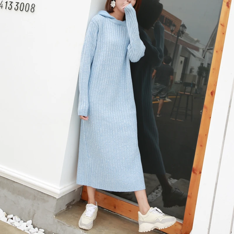 

YAMDI thick knitted winter loose sweater dress women warm jumper dresses solid casual pollover 2020 new autumn woman vestidos