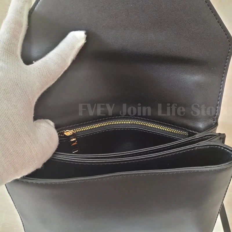 

New 2021 glossy cowhide Mount metal thick chain flip messenger bag one-shoulder/cross-body bag envelope bag for lady