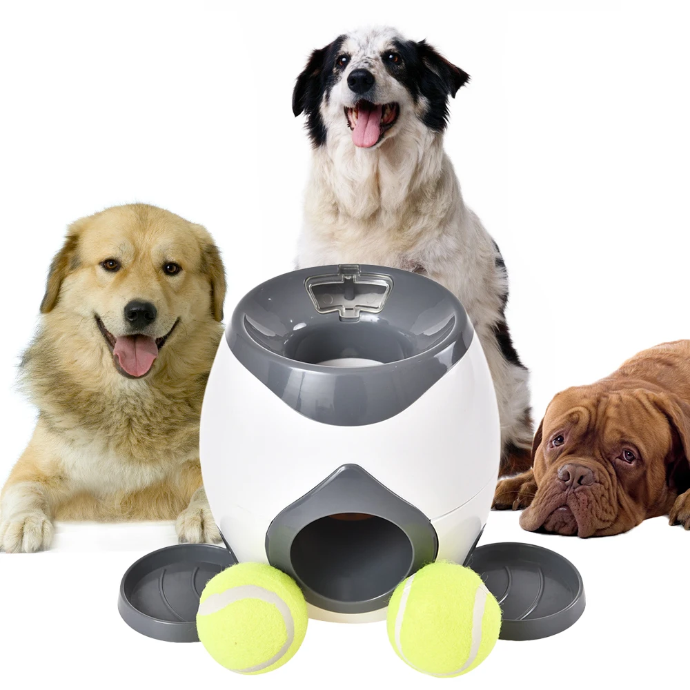Игрушки для собак, 2 в 1, теннисная пусковая установка, автоматическая метательная машина, питатель для домашних животных, устройство для бросания мячей, Новинка