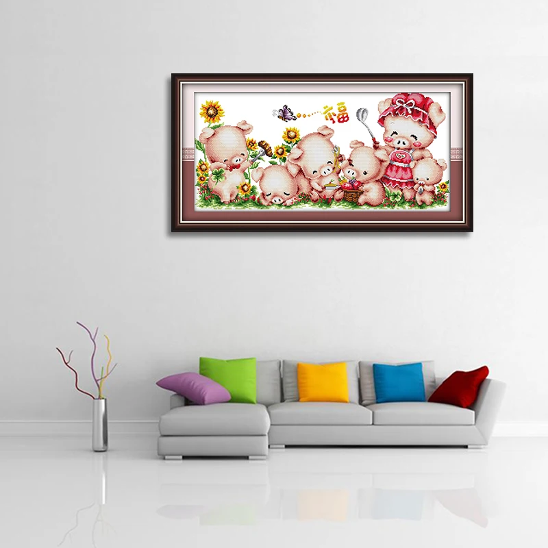 Набор для вышивки крестиком GG Семья свиней|Упаковка| |