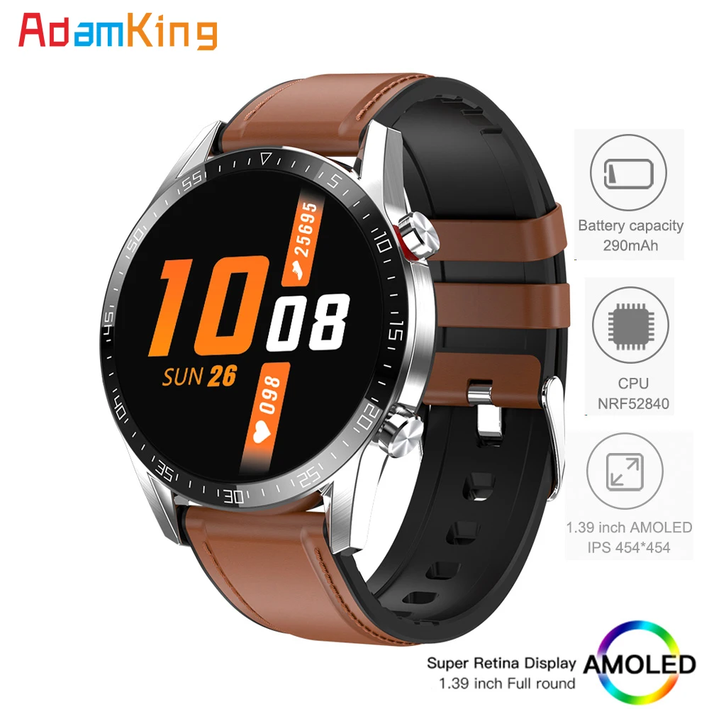 

Мужские и женские умные часы G5 с круглым экраном AMOLED 1,39 дюйма, 454*454, водонепроницаемые Смарт-часы с измерением кровяного давления и кислород...