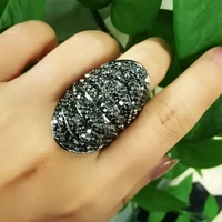 kioozol luxury black stones big rings for women party wedding ring accessories fashion jewelry 2021 zd1 kb1