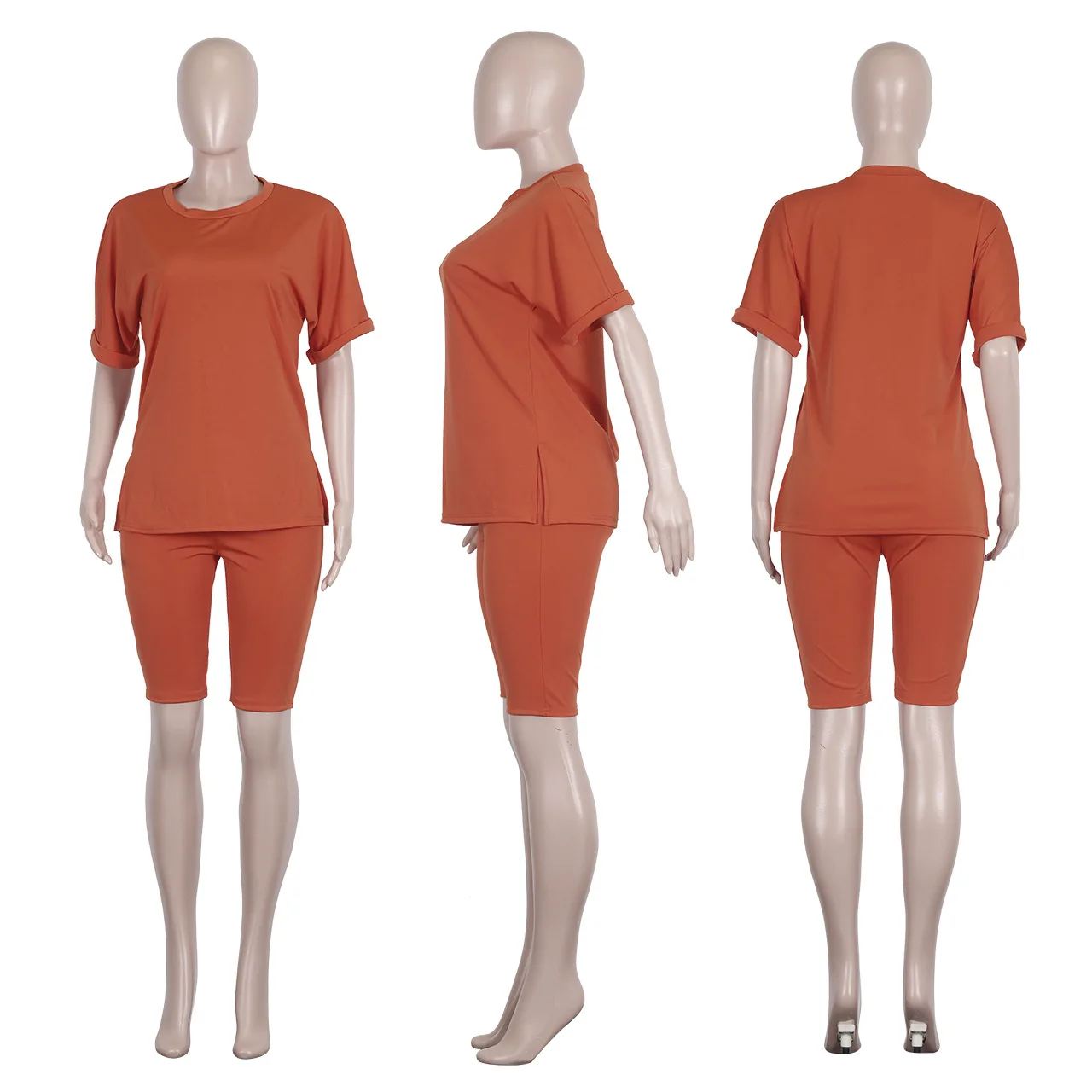

Cutubly Club 2 Piece Set Outfit Women Two Pieces Sets Tracksuits 2020 Summer O-Neck Tee Shorts Pants Set Fitness Solid Street