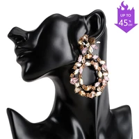 colorful statement earrings for women 2021 female trendy luxury big crystal earings fashion jewelry gift wholesale accesories