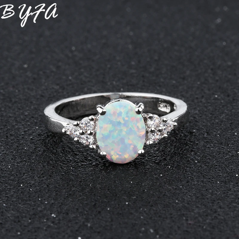 1 шт. модное классическое кольцо с большим овальным белым огненным опалом в форме