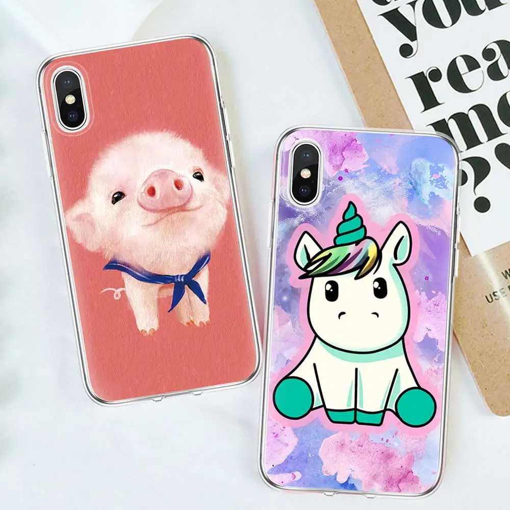 Роскошный ультра тонкий Единорог панда Кот окрашенный Мягкий ТПУ силиконовый