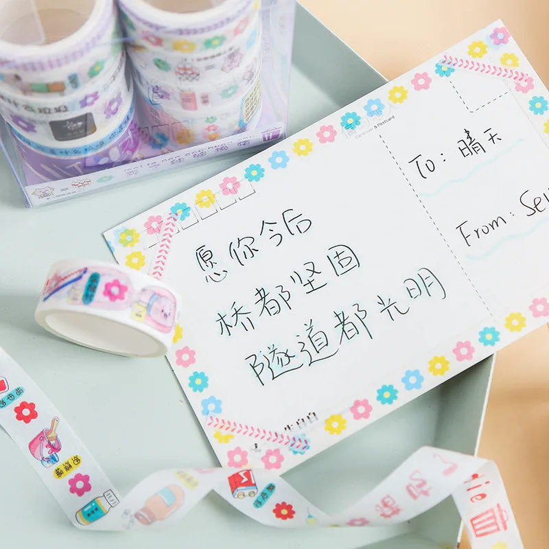

10 roll Creative stationery new lovely pig garbage classification adhesive tape set DIY sticker