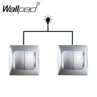 EU серебристый 2 Gang 2 позиционный переключатель Пластик Панель Wallpad 16A 2 Кнопка крест для лестницы и пола общаться светильник переключатель для ЕС коробка