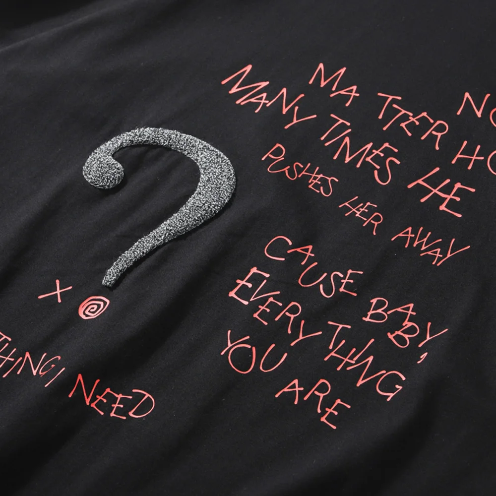 

Aolamegs Furry Patch Letter Graffiti Print T-shirt Men Baggy Cozy Casual Tee Tops Summer Funny High Street All-match Streetwear