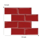 Водостойкие настенные Стикеры для метро 2,5 мм, самоклеящиеся красные Стикеры с 3 эффектами, перегородка для кухонных брызг (30,5*38 см)