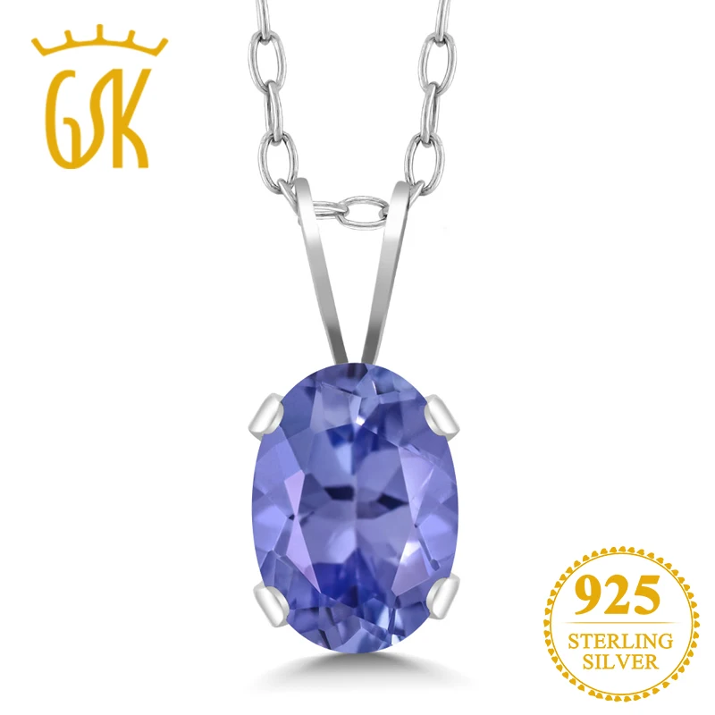 Женская подвеска из танзанита GemStoneKing 0 75 карат овальная форма ожерелье