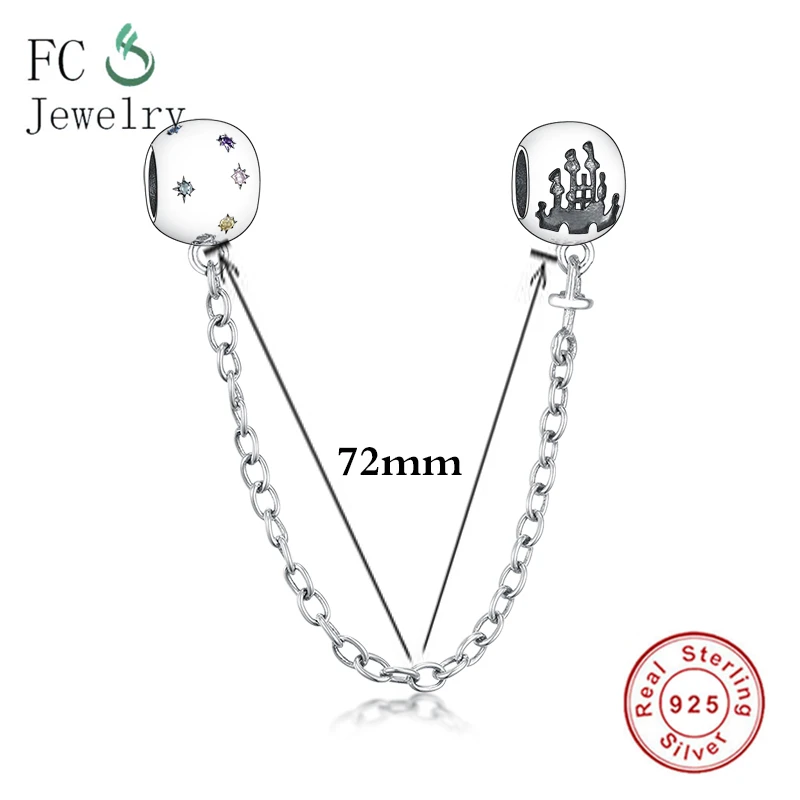 

Fit Original Charm Bracelet 925 Sterling Silver Fairytale Princess Castle Safety Chain Charm Bangle DIY Jewelry Berloque