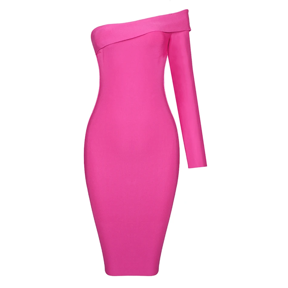 Женская обувь высокого качества с длинным рукавом на одно плечо Бандажное платье