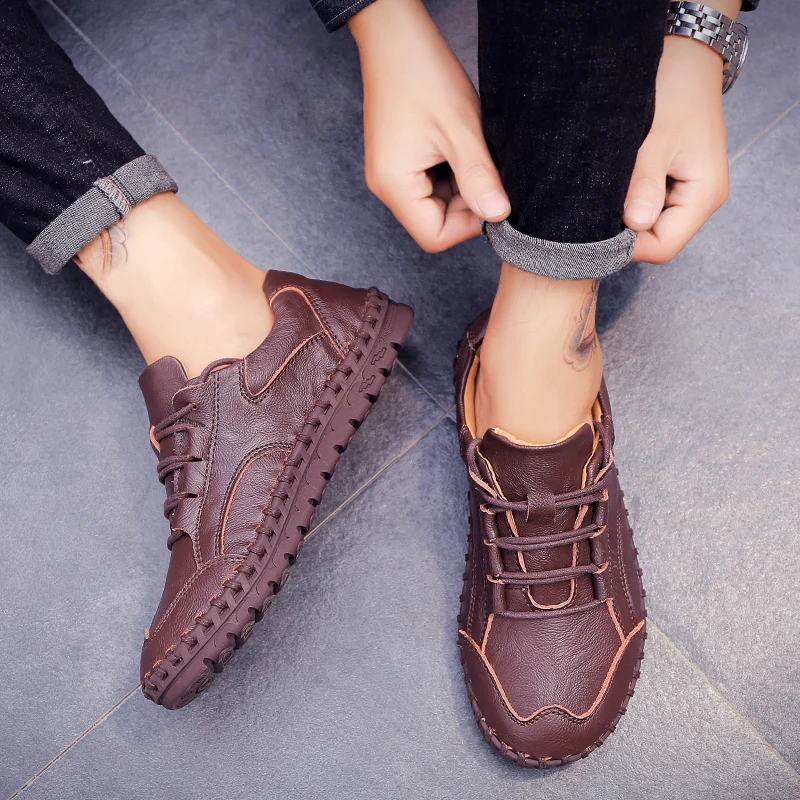 Мужские повседневные кожаные туфли мужские лоферы из натуральной кожи деловая