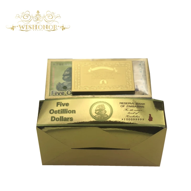 100 шт./кор. Зимбабве банкноты пятью восемь долларов в 24 каратным золотом
