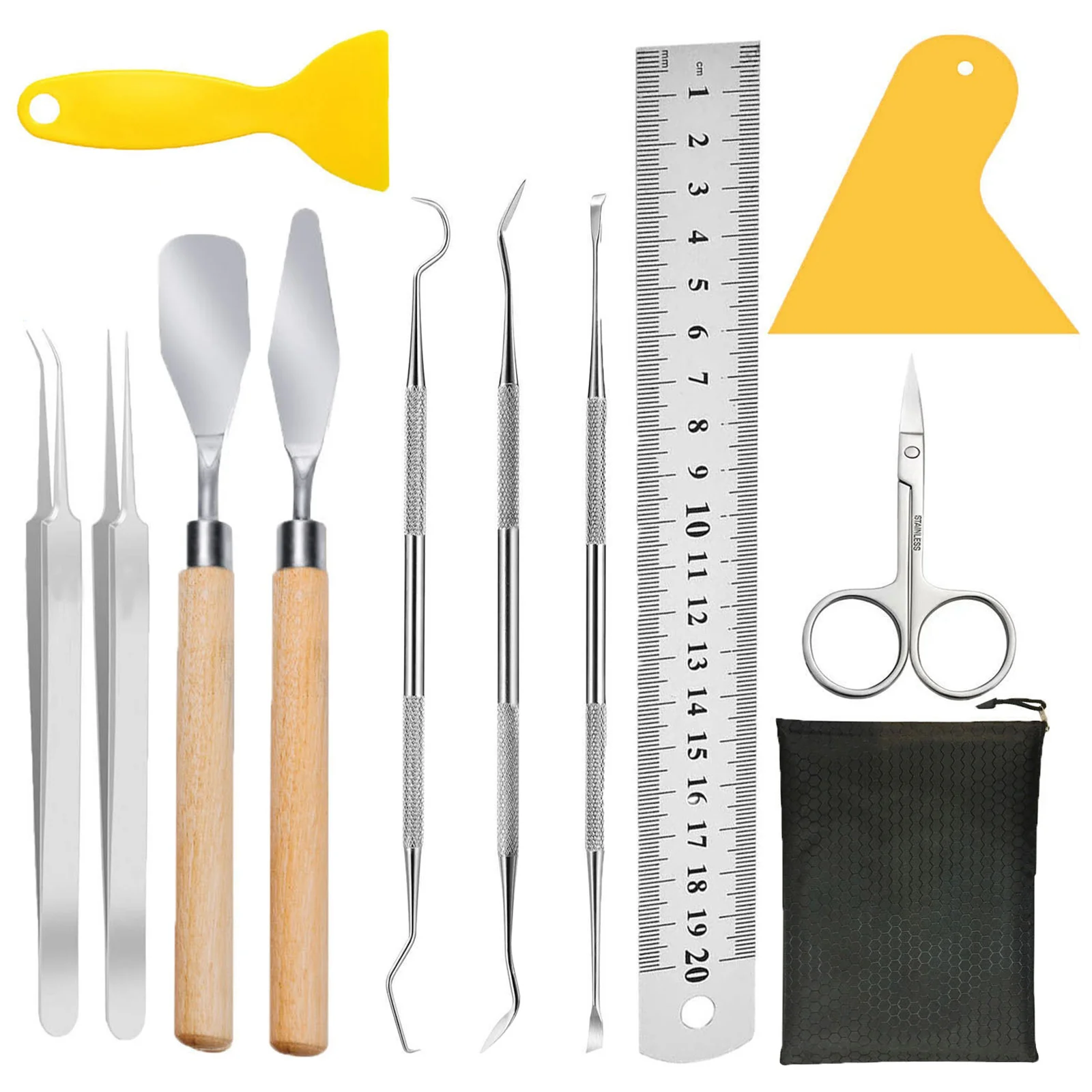 

Basic Tools Set Ruler Scissors Tweezers Hook Scraper Spatula for Cricut Maker DIY Dried Flower Craft Vinyl Weeding Tools Set