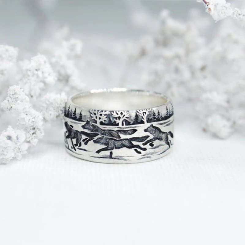 

Vintage Retro Natural Plant Animals Hand Engraving Ring For Men Women Punk Rock Party Finger Ring Fashion Jewelry Gifts B4M793