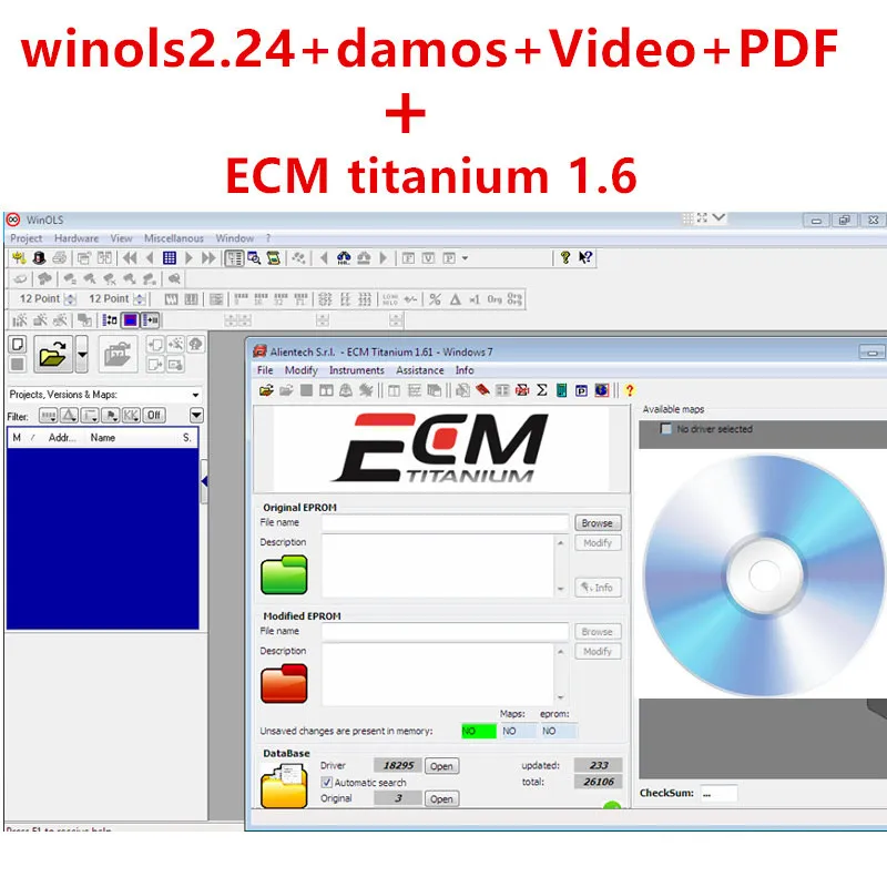 2021 хит продаж Winols 2 24 + Разблокировка патч файлы Damos видео Ecm Titanium v1.61 26000 драйверы