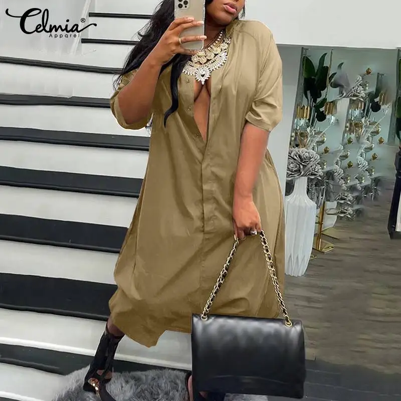 

Повседневные Свободные Комбинезоны Celmia с рукавом 3/4, модные однотонные комбинезоны, новинка 2022, Осенние рабочие брюки-шаровары на пуговицах...