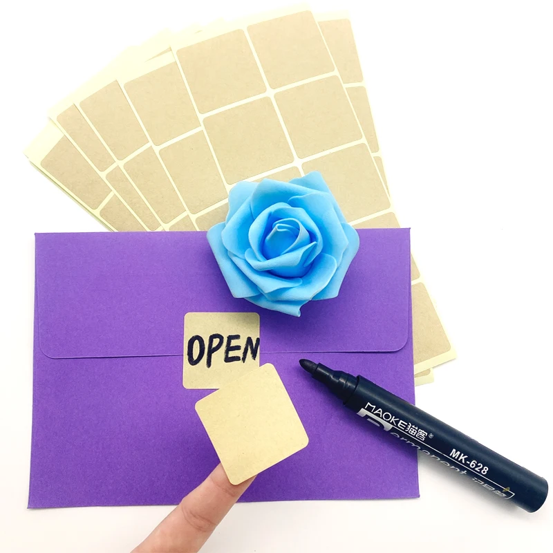 100 шт./лот новый квадратный дизайн крафт пустая Уплотнительная наклейка для