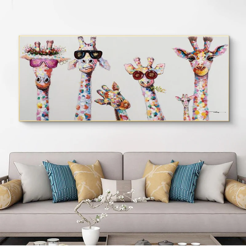 Милые Мультяшные жирафы картины на холсте плакаты и принты настенные куадроса