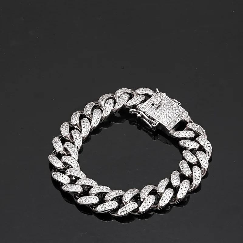 Men Hip hop Pave Setting AAA zircon bracelet fashion 7 8 9 inch long Miami cuban chain bracelets men hiphop jewelry luxury gifts | Украшения