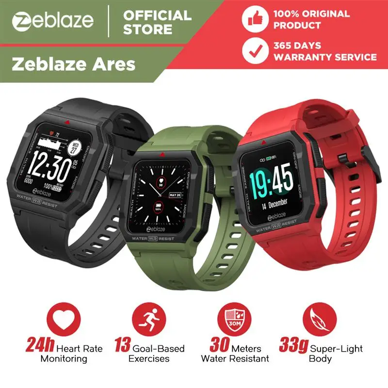 

Смарт-часы Zeblaze с Bluetooth, фитнес-трекером, монитором сна и экраном 1,3 дюйма