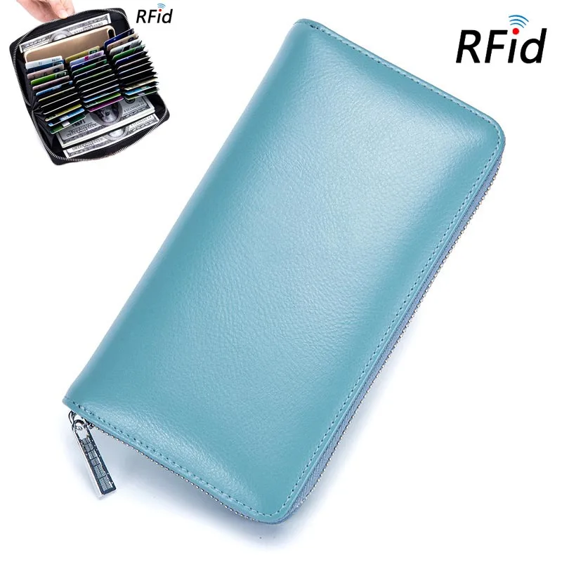 Кошелек унисекс из натуральной коровьей кожи с RFID защитой и 36 отделениями для