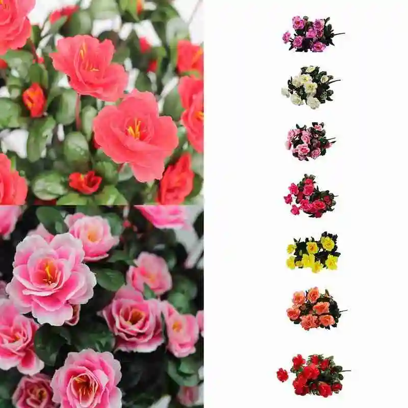 

Fall Outdoor Artificial Red Azalea Flowers Bushes High UV Resistant Home Flowers Small Fake Decorations Decor For Garden Qu L9K1