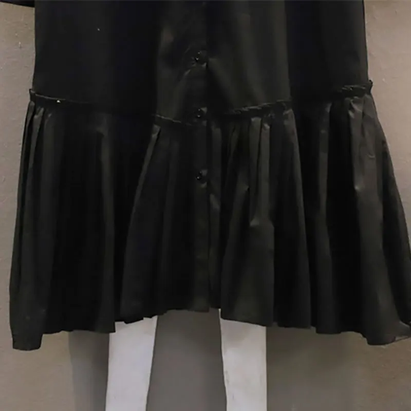 

XITAO Patchwork Button Ruffles Dress Women 2021 Spring Casual Fashion New Style Temperament All Match Women Clothes WLD6028