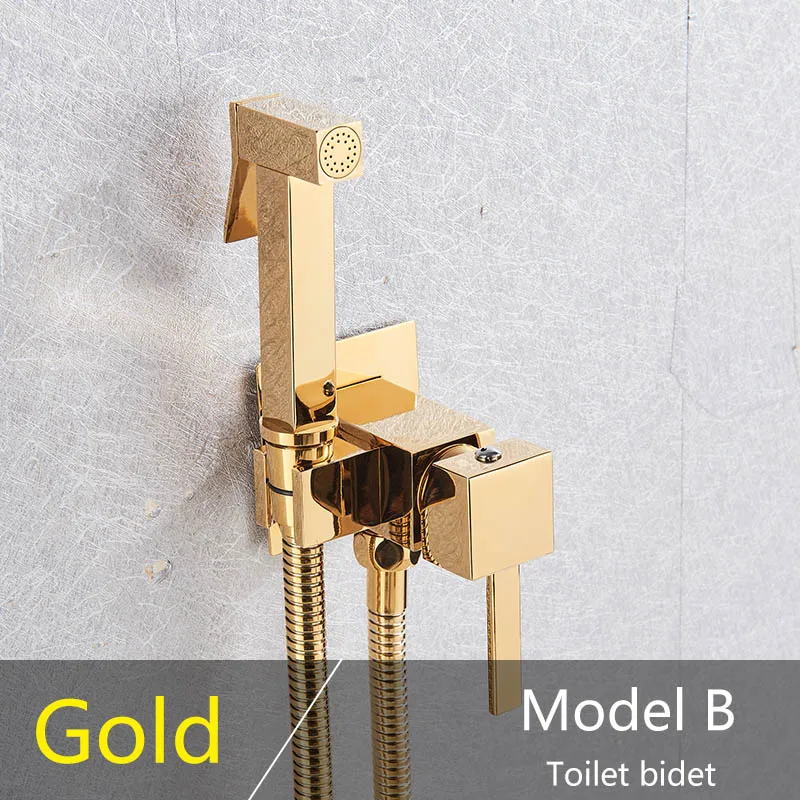 Gold B Золотая латунная ванная, смеситель для биде розовое золото высокого давления Биде опрыскиватель высокого качества гигиенический Душ биде настенный холодный кран - Цвет: Gold B