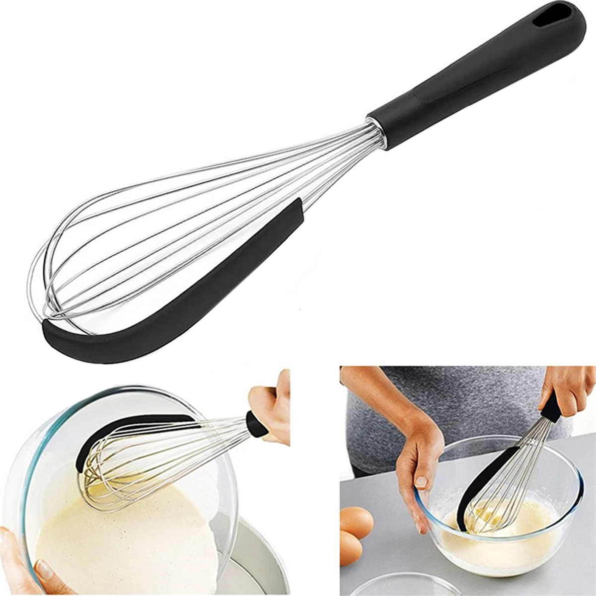 Многофункциональный скребок ручной для взбивания яиц 2 в 1 встроенный миксер