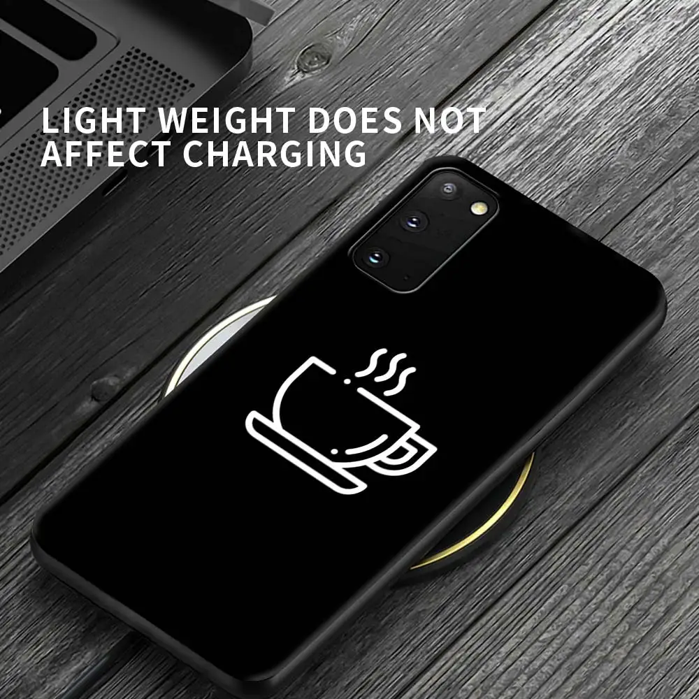 

Case For Samsung Galaxy S21 S20 FE S10 S8 S9 Plus Note 20 Ultra 9 8 10 Lite Black Shell Phone Fundas Coffee Wine Cup Cute